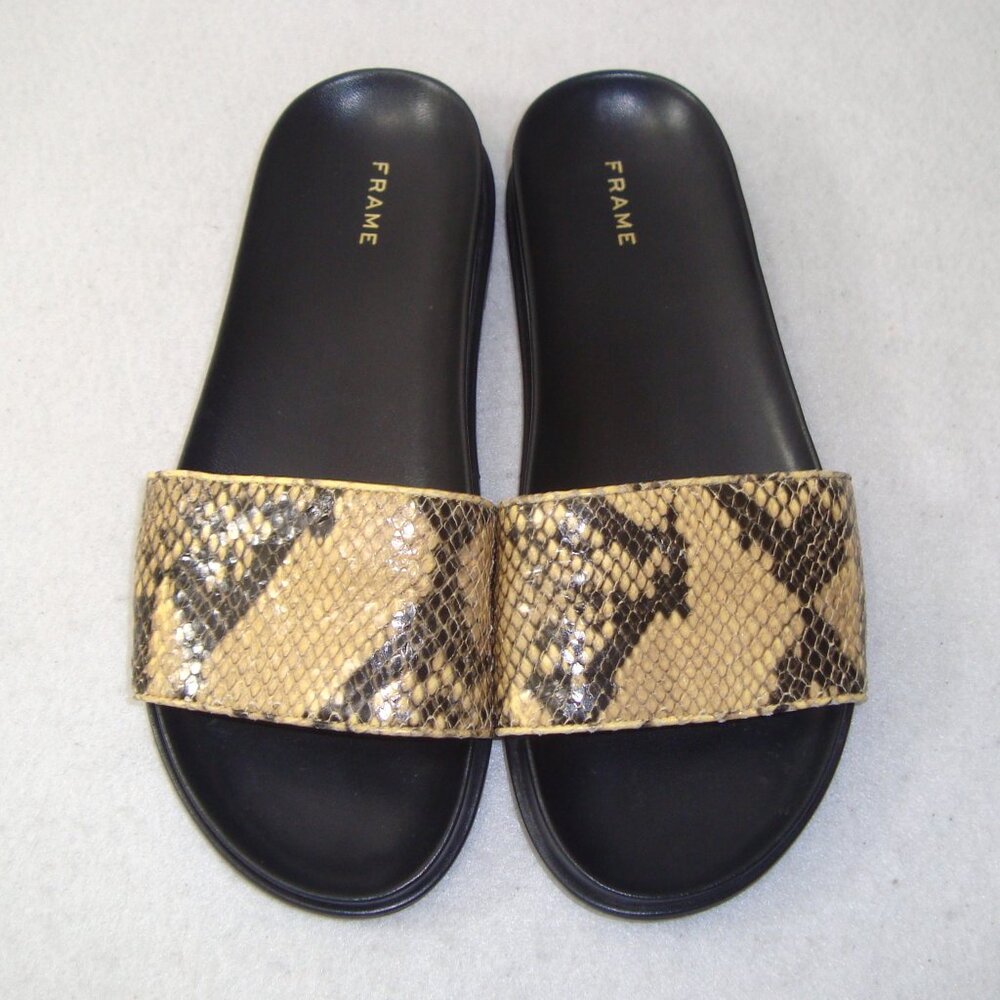 Frame Le Osborne Python-Embossed Leather Slide Sandals